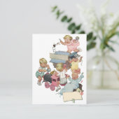 ヴィンテージの子供たちがおもちゃの列車で遊ぶ招待状 招待状 (スタンド正面)