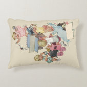 ヴィンテージの子供たちがおもちゃの列車で遊ぶ アクセントクッション (正面)