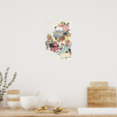 ヴィンテージの子供たちがおもちゃの列車で遊んで楽しむ ポスター (キッチン)