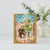 ヴィンテージの子供たちが花火を打ち上げる ポストカード (スタンド正面)