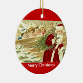 ヴィンテージの子供たちが見守るサンタ セラミックオーナメント (右)