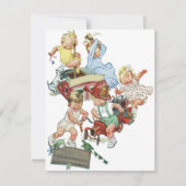 ヴィンテージの子供たちと消防車の招待状 招待状 (正面)