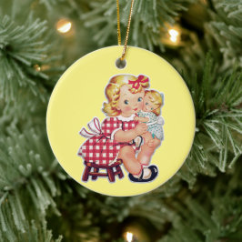 ヴィンテージの子供たちクリスマスセラミックオーナメント セラミックオーナメント