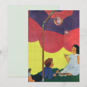 ヴィンテージの子供たち傘の下でバブルを吹く (正面/裏面)