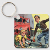ヴィンテージの子供たち少年セーフティ救済パトロールの女の子 キーホルダー (正面)