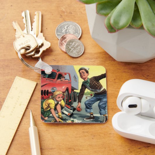 ヴィンテージの子供たち少年セーフティ救済パトロールの女の子 キーホルダー (デスク)