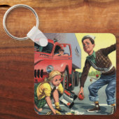 ヴィンテージの子供たち少年セーフティ救済パトロールの女の子 キーホルダー (正面)