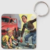 ヴィンテージの子供たち少年セーフティ救済パトロールの女の子 キーホルダー (裏面)