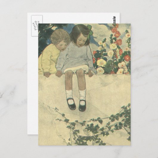 ヴィンテージの子供たち、ガーデンウォール ジェシー・ウィルコックス・スミス ポストカード (正面/裏面)
