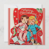 ヴィンテージの子供たち サンタを待つ オーダーメイド クリスマス (正面)