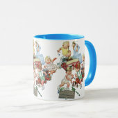 ヴィンテージの子供たち 幼児が消防車と遊ぶ マグカップ (正面右)