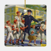 ヴィンテージの子供たち、野球選手の交通整理員 セラミックオーナメント (裏面)