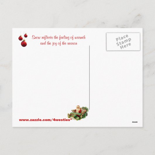 ヴィンテージの子供とウェスティーのクリスマスの陽気な願い シーズンポストカード (裏面)