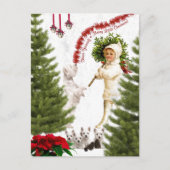 ヴィンテージの子供とウェスティーのクリスマスの陽気な願い シーズンポストカード (正面)