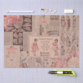 ヴィンテージの子供とコラージュシャビーシックデコップページ 薄葉紙 (クラフト)