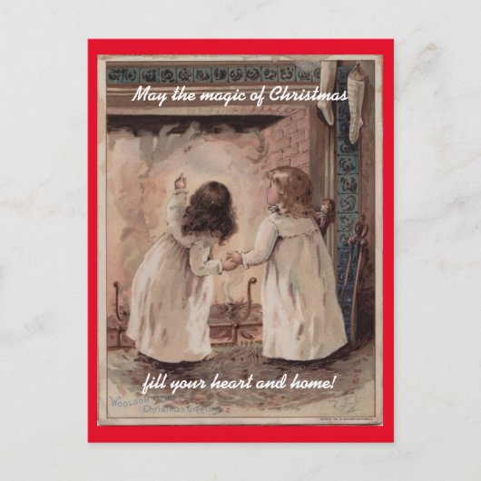 ヴィンテージの子供のクリスマス シーズンポストカード (正面)