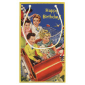 ヴィンテージの子供のジェットコースターのおもしろいの誕生会 スモールペーパーバッグ (裏面)