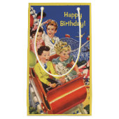 ヴィンテージの子供のジェットコースターのおもしろいの誕生会 スモールペーパーバッグ (正面)