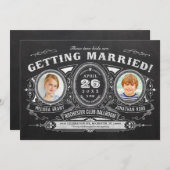 ヴィンテージの子供の写真の結婚式招待状の黒板 招待状 (正面/裏面)