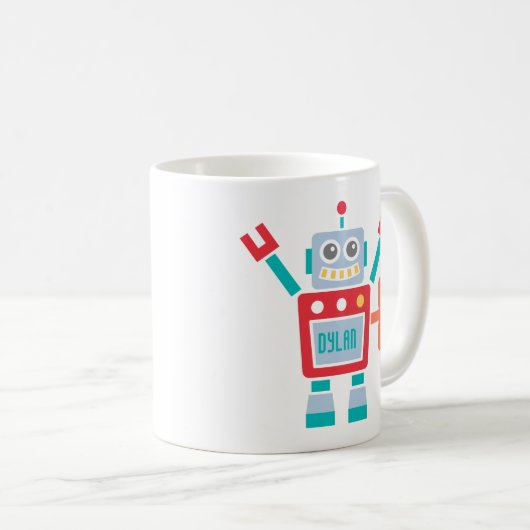 ヴィンテージの子供へかわいいロボットおもちゃ コーヒーマグカップ (正面右)