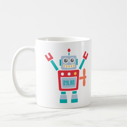 ヴィンテージの子供へかわいいロボットおもちゃ コーヒーマグカップ (左)