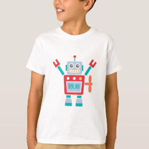 ヴィンテージの子供へかわいいロボットおもちゃ Tシャツ