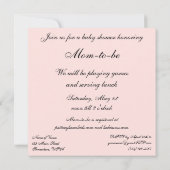 ヴィンテージの子供人形, 女の子のベイビーシャワーパーティー 招待状 (裏面)