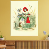 ヴィンテージの子供向けの花の水彩画 キャンバスプリント (インサイチュ (リビング))