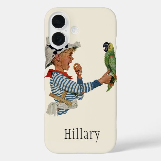 ヴィンテージの子供、少年の海賊のオウムの鳥の遊び Case-Mate iPhoneケース (裏面)