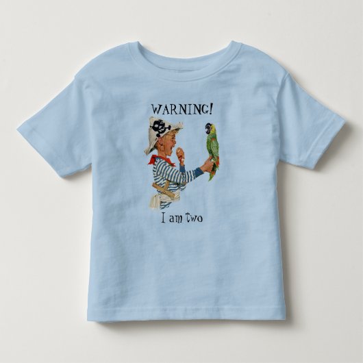 ヴィンテージの子供、海賊と遊ぶ少年とオウム トドラーTシャツ (正面)