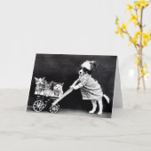 ヴィンテージの子犬および子ネコのメッセージカード カード (黄色い花)