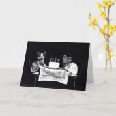 ヴィンテージの子犬および子ネコのメッセージカード カード (黄色い花)