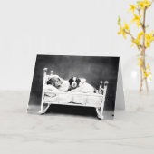 ヴィンテージの子犬および子ネコのメッセージカード カード (黄色い花)