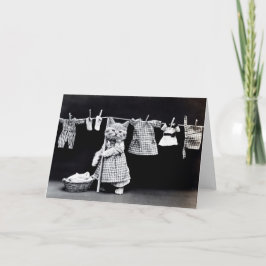 ヴィンテージの子犬および子ネコのメッセージカード カード