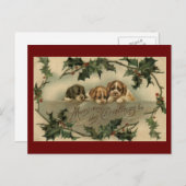 ヴィンテージの子犬のトリオのクリスマスの郵便はがき シーズンポストカード (正面/裏面)