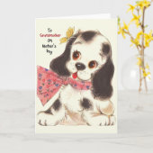 ヴィンテージの子犬の母の日のカード カード (黄色い花)