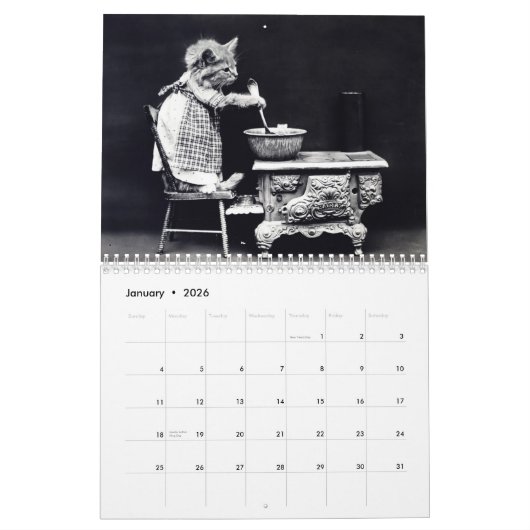 ヴィンテージの子犬及び子ネコのカスタムによって印刷されるカレンダー カレンダー (1月 2026)