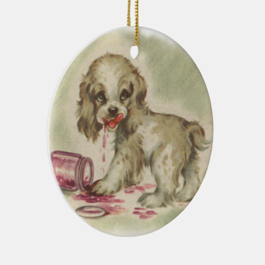 ヴィンテージの子犬 セラミックオーナメント (右)