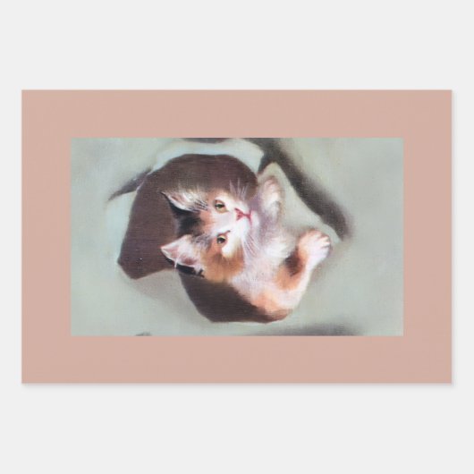 ヴィンテージの子猫たちがギフト包装を破るかわいい ラッピングペーパーシート (正面2)