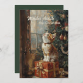 ヴィンテージの子猫の木のギフトメリークリスマス シーズンカード (正面/裏面)