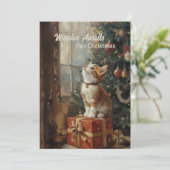 ヴィンテージの子猫の木のギフトメリークリスマス シーズンカード (スタンド正面)