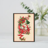 ヴィンテージの子猫クリスマスの子猫 ポストカード (スタンド正面)