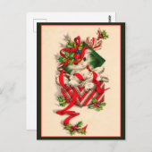 ヴィンテージの子猫クリスマスの子猫 ポストカード (正面/裏面)