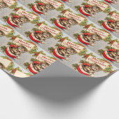 ヴィンテージの子猫サンタの帽子マイオウィクリスマス ラッピングペーパー (角)