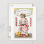 ヴィンテージの子、イースターエッグとチックス ポストカード (正面/裏面)