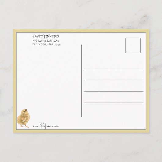 ヴィンテージの子、イースターエッグとチックス ポストカード (裏面)