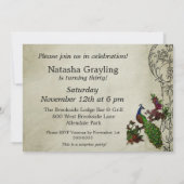 ヴィンテージの孔雀によってカスタマイズ誕生日の招待状 招待状 (裏面)