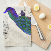 ヴィンテージの孔雀のコラージュ キッチンタオル (四つ折り)