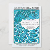 ヴィンテージの孔雀のブライダルシャワー招待状 招待状 (正面)
