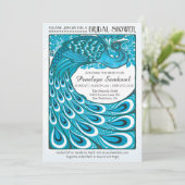 ヴィンテージの孔雀のブライダルシャワー招待状 招待状 (スタンド正面)